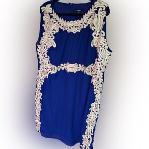 Simply Be Royal Blue Lace Dress – Elegant Sleeveless Fit & Flare
